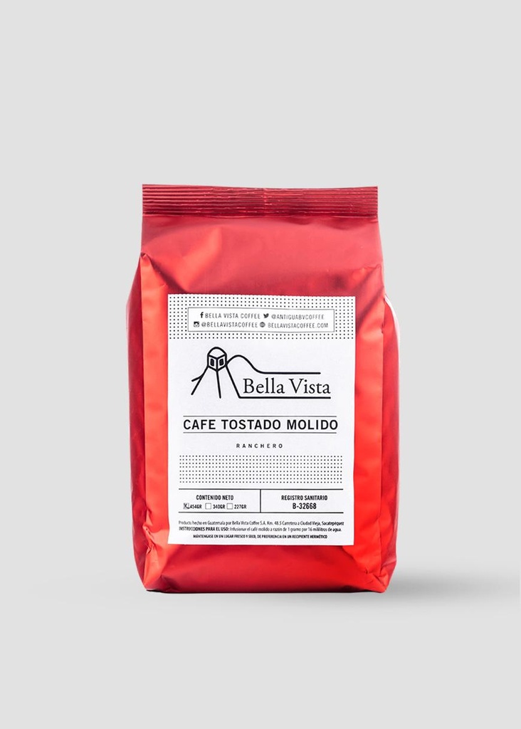 Cafe Tostado en Grano Ranchero Rojo (16 Oz)